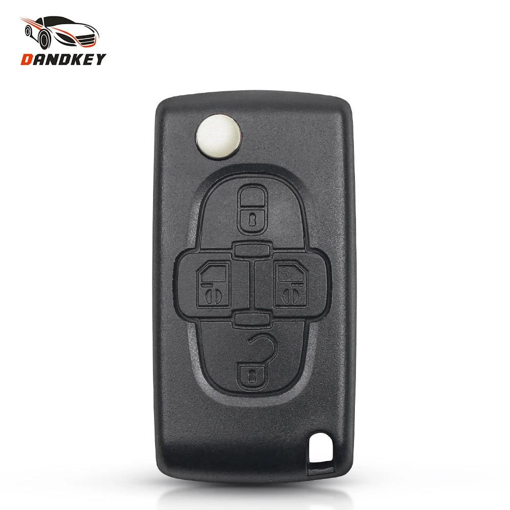 Dandkey 4 Pulsanti Flip Floding Remote Key Fob Car Case Shell Fob Per Peugeot 1007 Per Citroen C8 Uncut Blade Ce0536 Ce0523