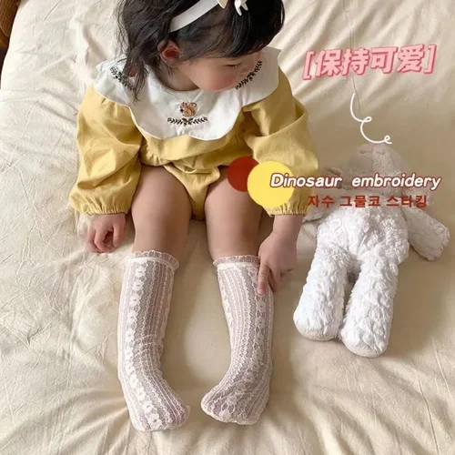 여아용 레이스 무릎 길이 스타킹, 아기 로얄 스타일 달콤한 공주 유아 양말 사랑스러운 귀여운 꽃 일본 로리타 2