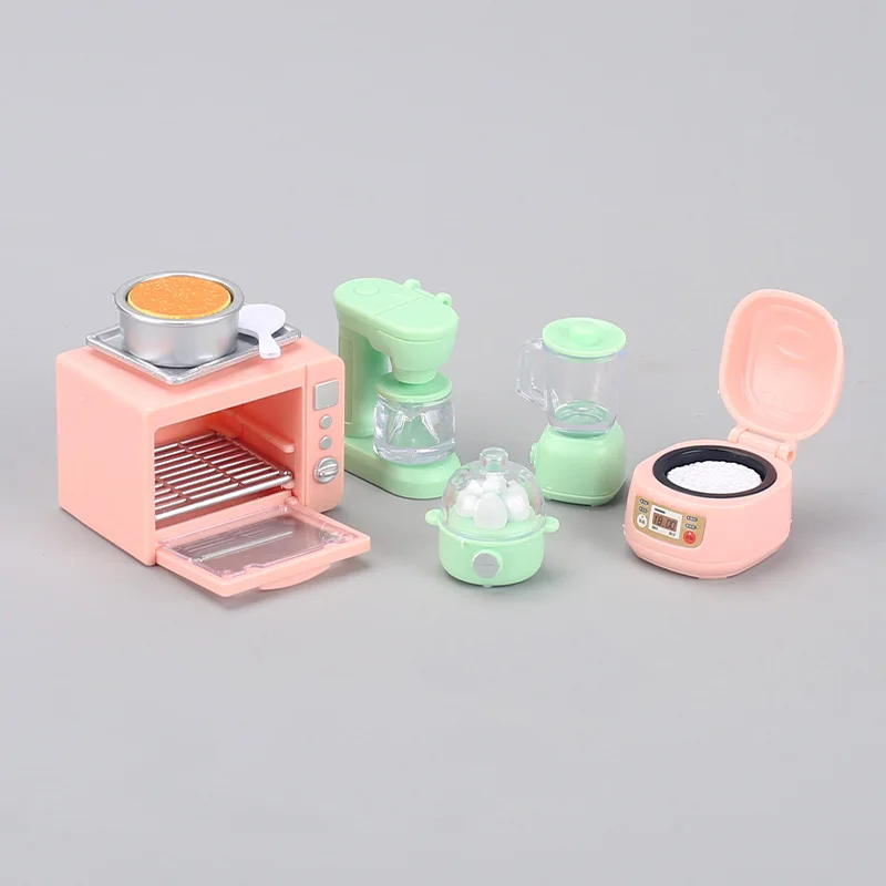 Kids Mini Play House Miniature Rice Cooker Oven Juicer Egg Steamer Small Model Children's Doll House Accessories