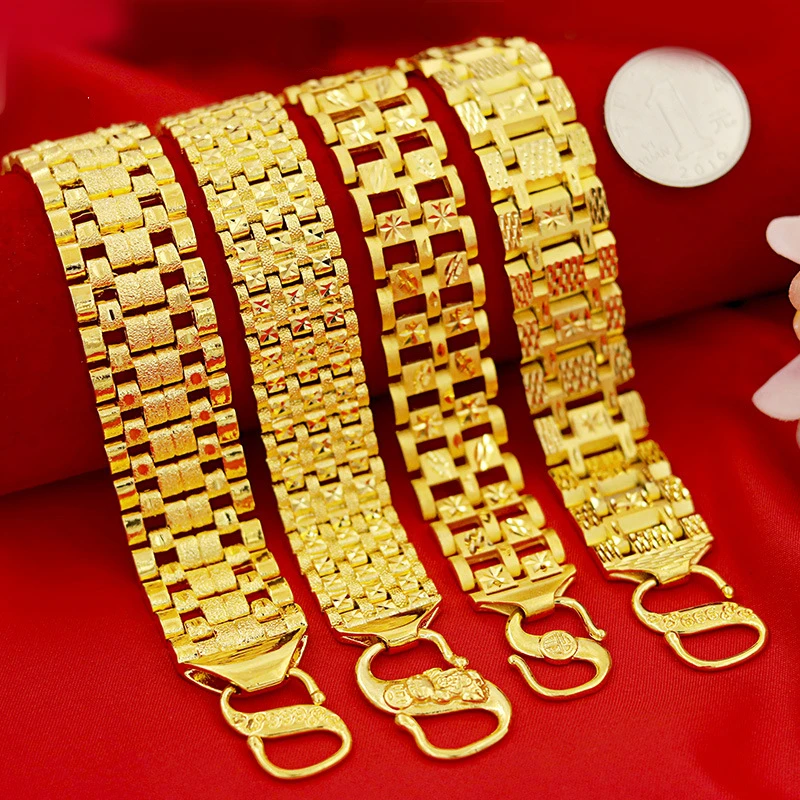 

Pure 14k Color Genuine Watch Chain Bracelet for Men Bro Father Luxury Bracelet Bangle Hand Chain Birthday Fine Jewelry Gifts