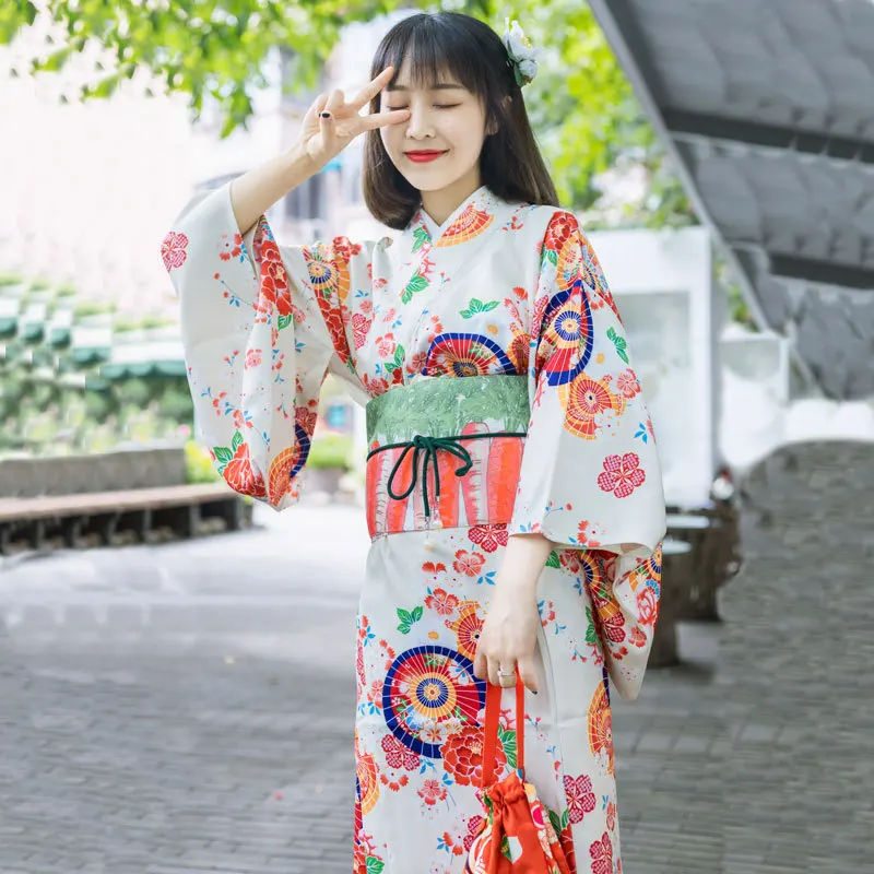 Japanese Yukata Female Formal Wear Polyester Girl Sense Traditional Clothing Not Easy To Wrinkle Free Ironing Kimono Set