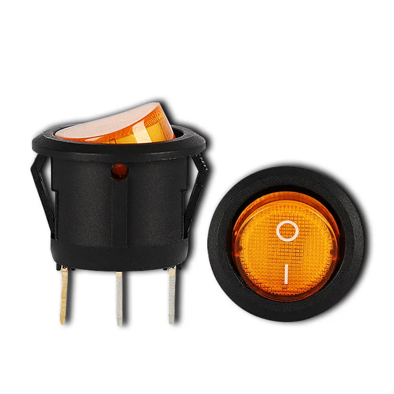 Round Power Rocker Switch, On/Off, 2 Position, 3 Pin, 220-230V
