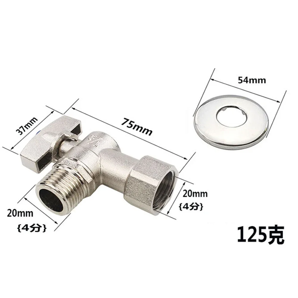 Full Copper Thickening 4 Points Female Thread Angle Valve Large Flow Rate 1/2 Thread Triangle Valve Right Angle Ball