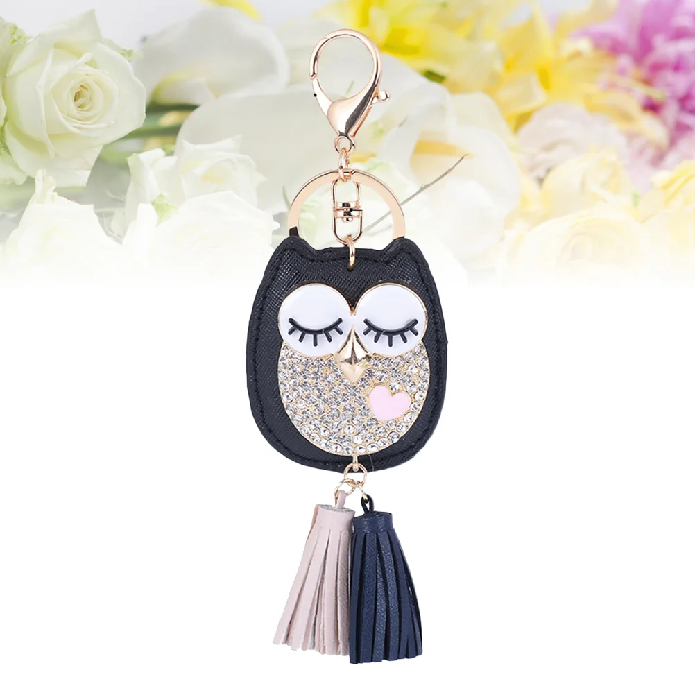 

Creative Key Pendant Charm Keyring Keychain with Tassel Fashion woman Bag Decoration(Black)