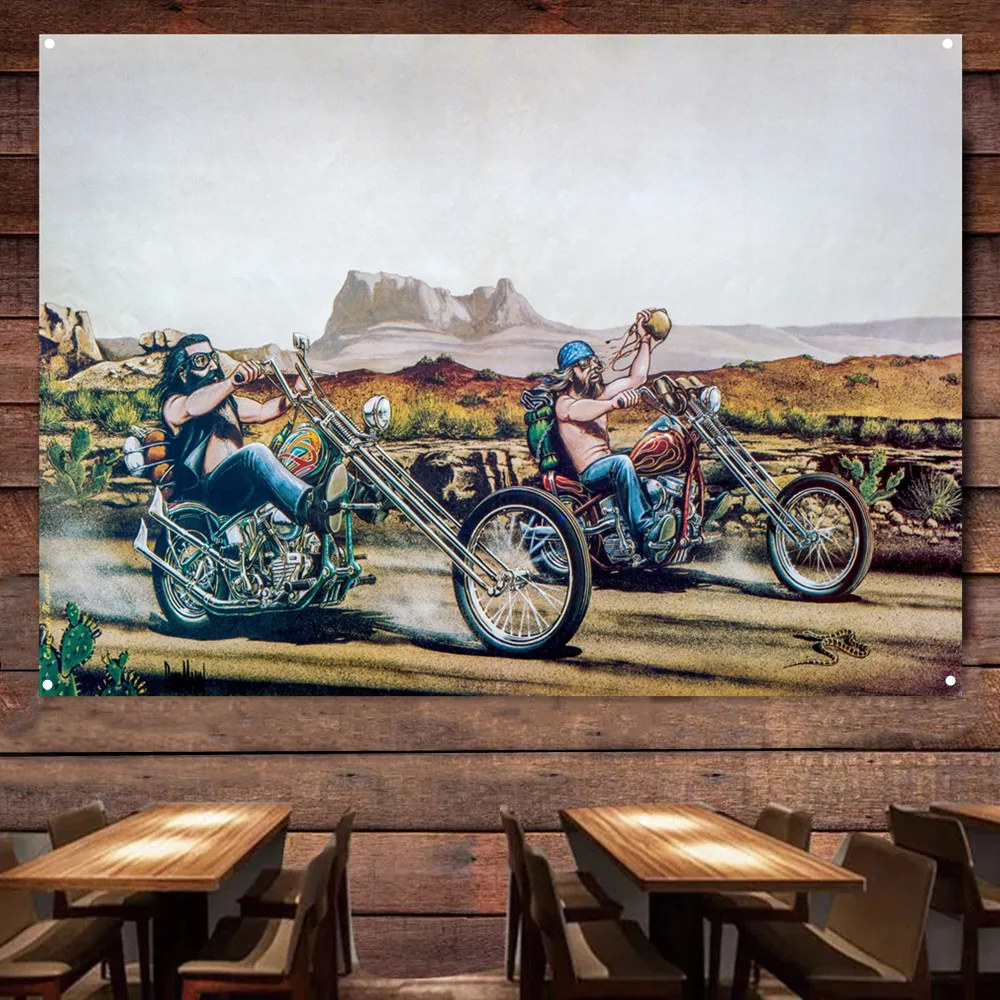 Easy Rider Moto Art Poster Wall Decor Banner Garage Flag Wall Chart Cars Painting Motor Repair Shop Home Decor Arazzo