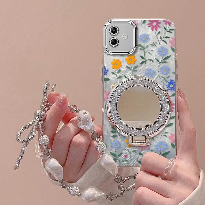 Cute Flower Phone Case Set with Lanyard and Stand