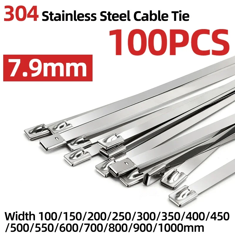 100 PZ Fascette Metalliche 304 Acciaio Inossidabile - Foto 11