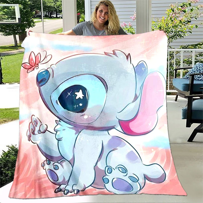 Cartoon Stitch Blanket Fashion Cartoon monster Flannel Fluffy Fleece Throw blanket Children and adult Gift Sofa Travel Camping