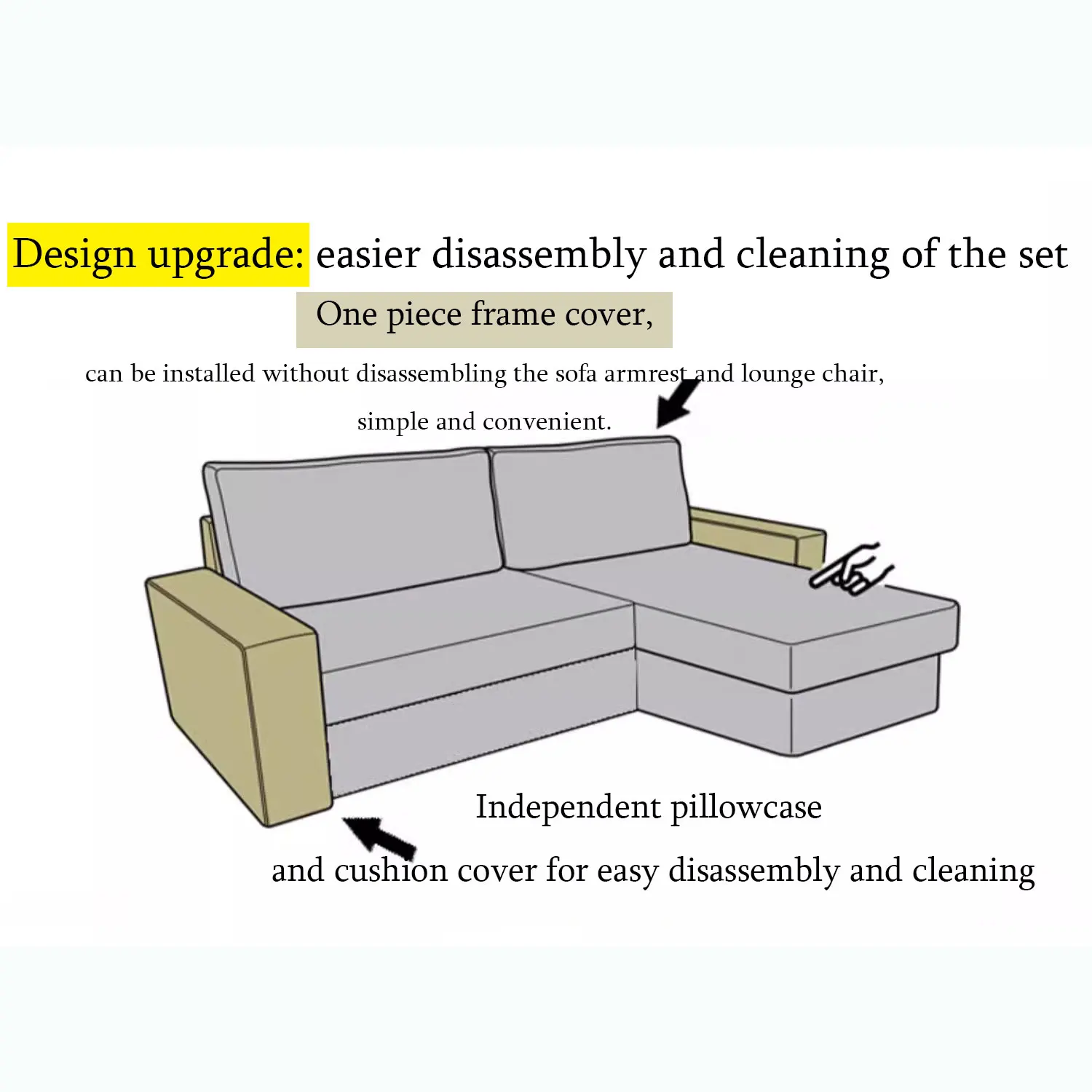 Couch Cover for vilasund sofa 3seat sofa L shape loveseat with chaise, Sofa Slipcovers for Living Room, Overall Style 6