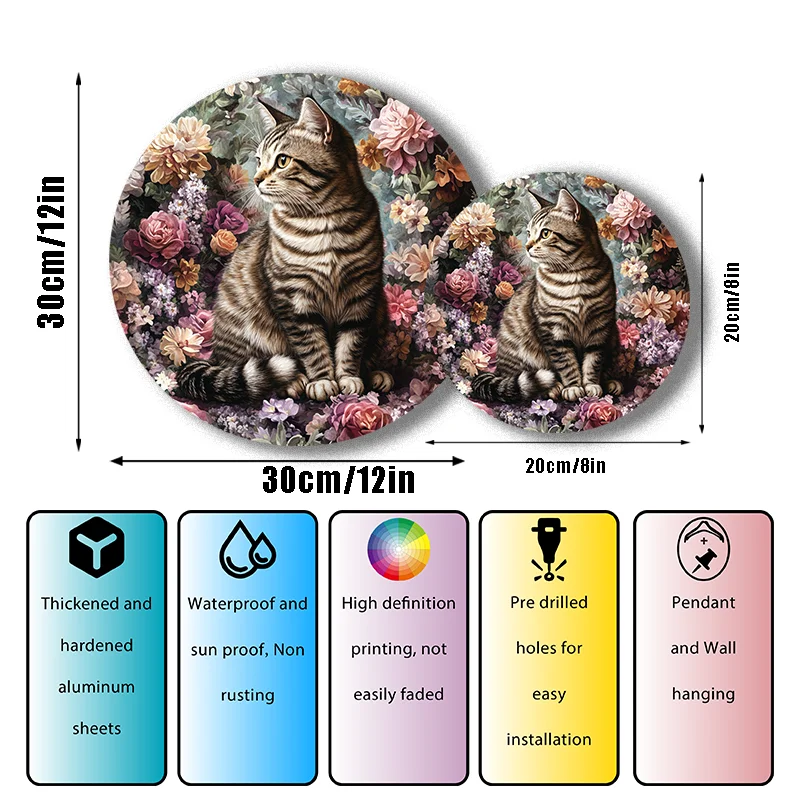 Tiger Cat Pet Ornament-Circular Aluminum Decorative Painting Perfect Christmas and Halloween Gifts