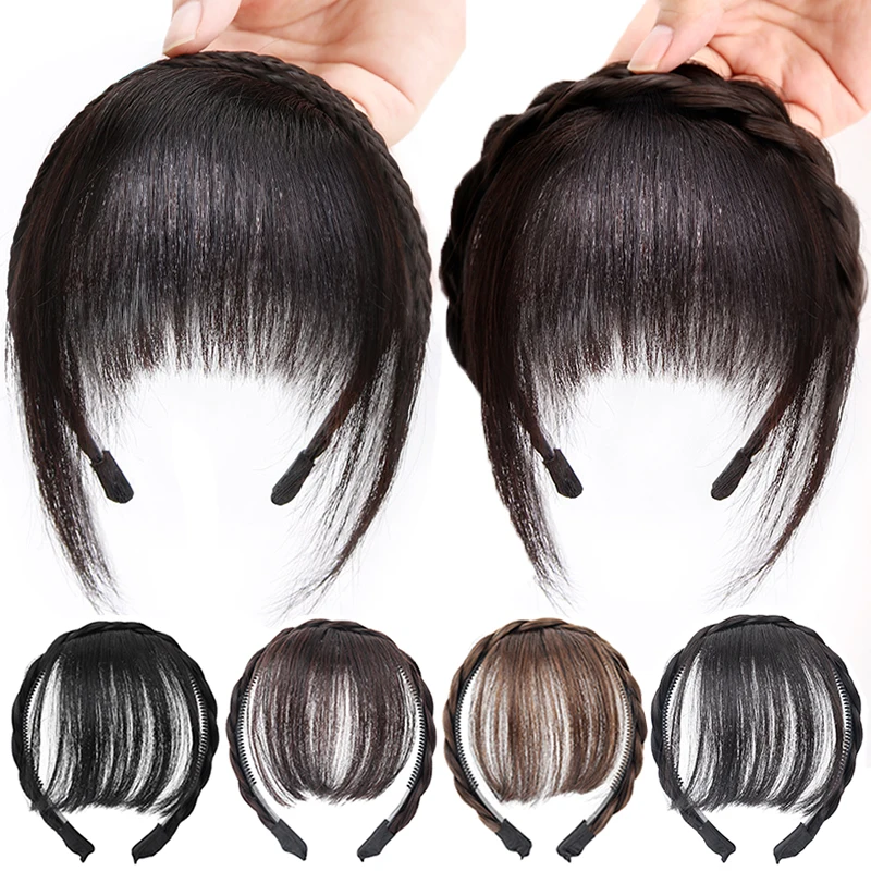 

Wig Bangs Headband Synthetic Bangs Hair Extension Fake Fringe Natural Hair Clip on Hairpieces for Women Invisible Natural Clip