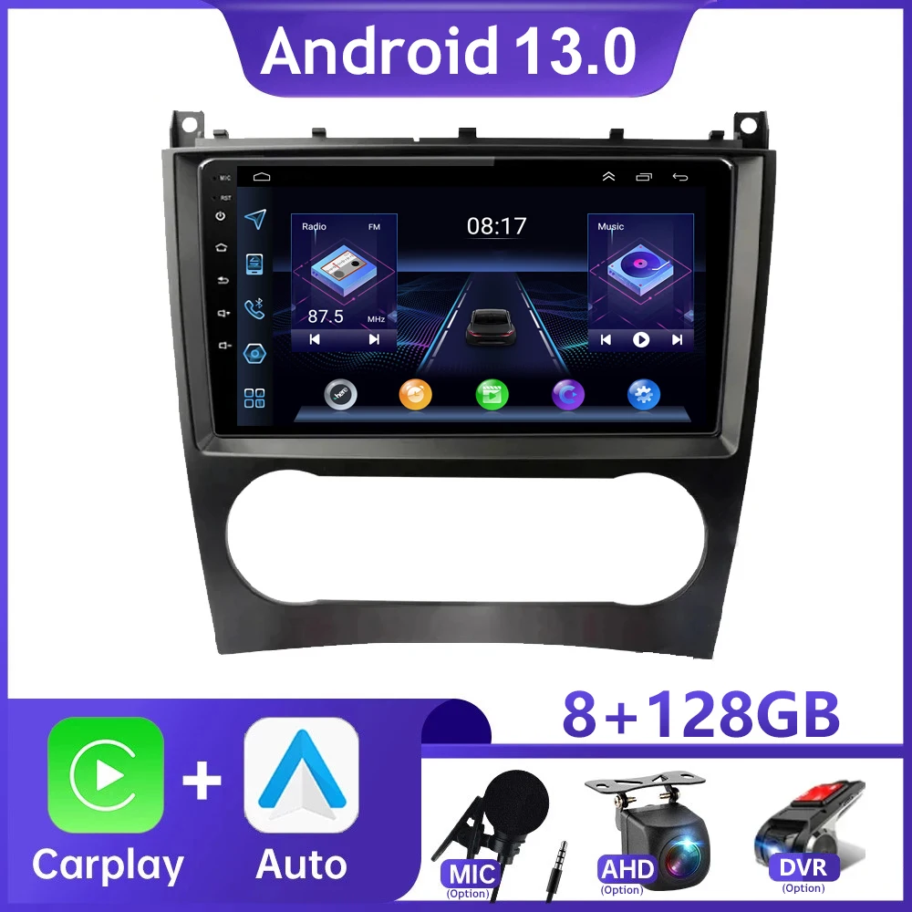 

Автомобильный радиоприемник для Benz C-Class W203 W209 2004 2005-2011 Android 13, мультимедийный видеоплеер с GPS-навигацией, беспроводное головное устройство для Carplay