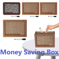 NWooden Piggy Bank Reusable Handmade Money Saving Box with Number 1000/2000/3000/5000/10000 USD Money Storage Box for Boys Girls 1