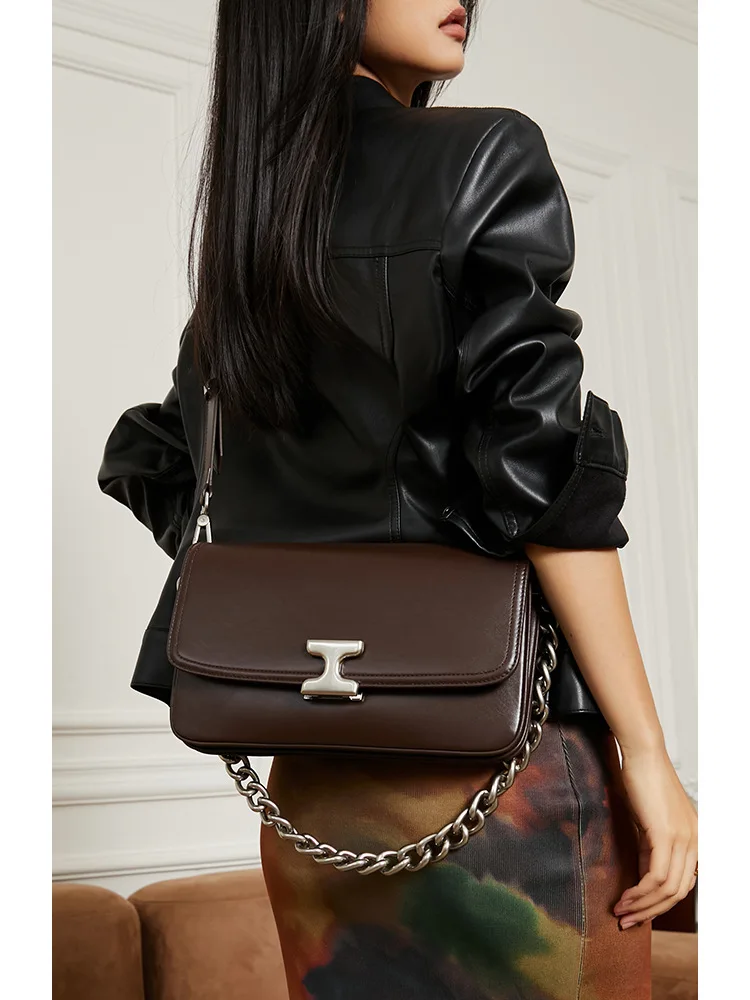 

Black Fashion Chains Envelope Bag Genuine Leather Women Bag\Handbag Real Leather Lady Shoulder Underarm Crossbody Bag