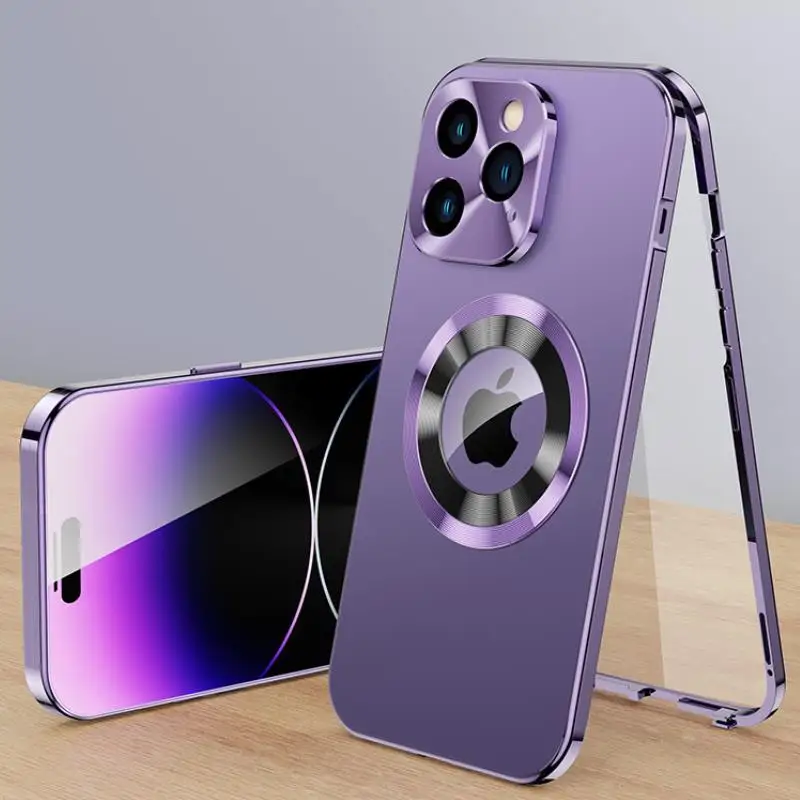 thumbnail image 1 of Funda Magsafe magnética de Metal para iPhone 15, 13, 12, 14 Pro Max, lente de pantalla completa de 360 °, cubierta protectora de vidrio HD de aleación de aluminio, 1 of 5