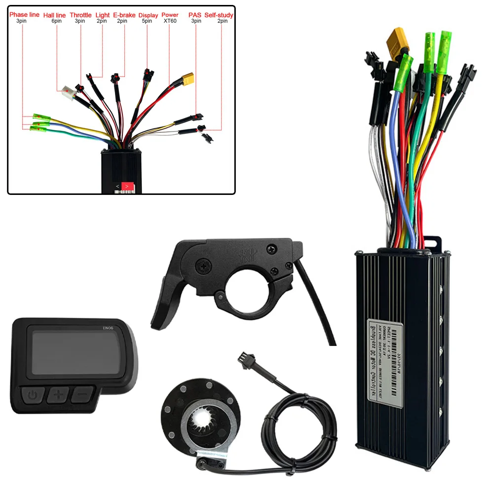 

Kit Controller Suite 8 PAS Kit ABS Black EN06 Display For E-bike Metal Self-learning Sine Wave TT-009 Throttle