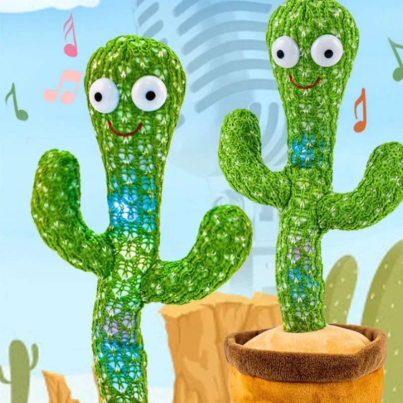 New Dancing Cactus 120 Song Speaker Talking USB Voice Repeat Plush Cactu Dancer Toy Talk Plushie Stuffed Toys For Kids Gift