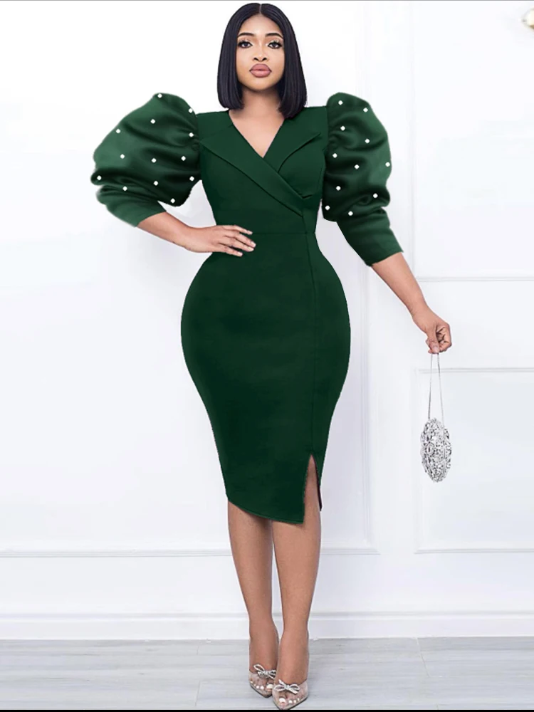 green emerald velvet dress Forest Green Midi Dress M main image 0