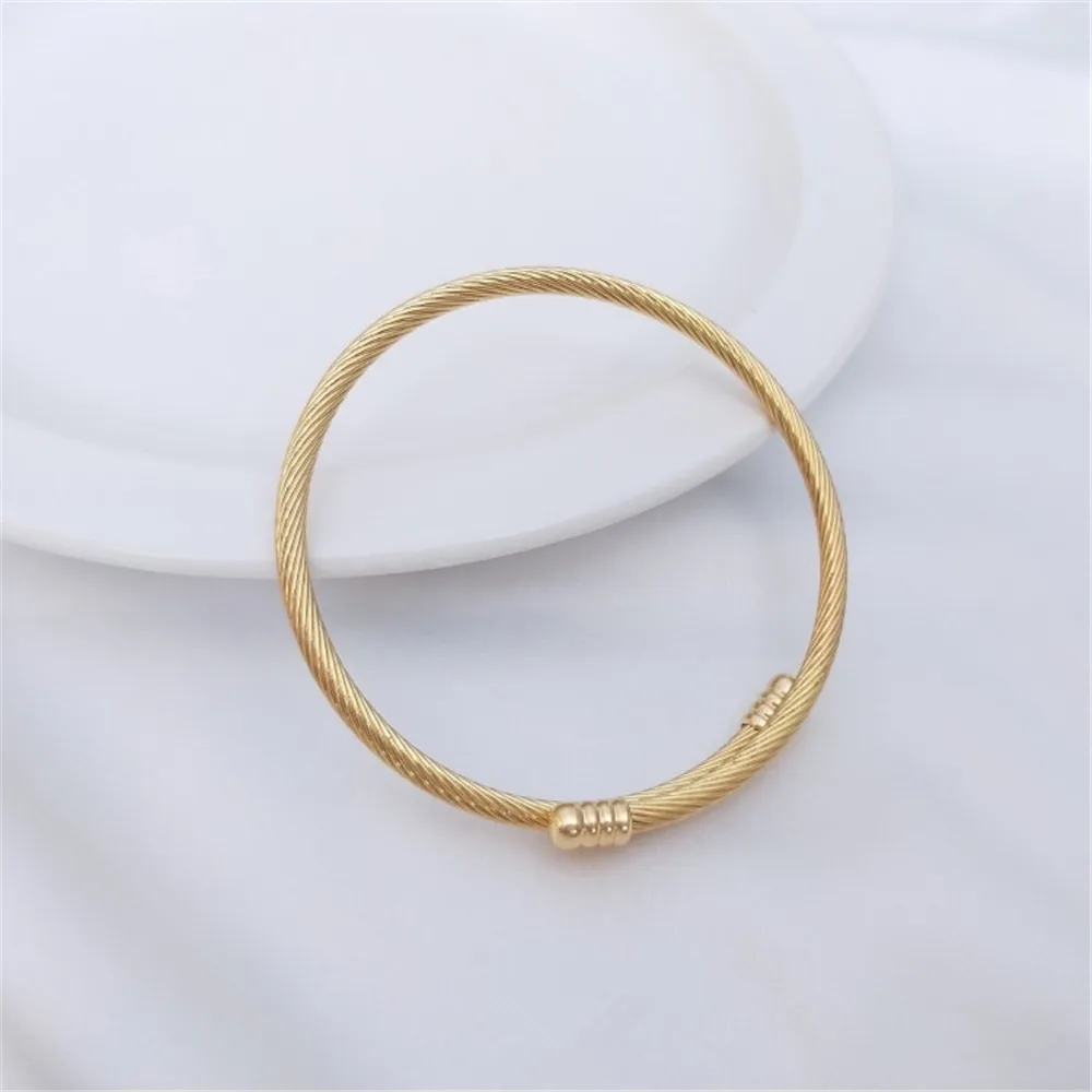 

Elastic Steel Wire Loop Bracelet 14K Gold-filled Open Bracelet DIY Hand-strung Large Hole Beads Hanging Pendant Bracelet Ring