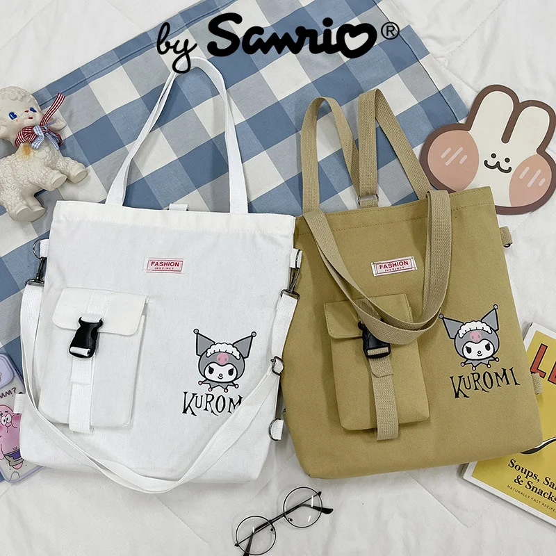 

Sanrio Kuromi Canvas Bag Cartoon Hand-held Versatile Casual Cross-body Student Large-capacity Shoulder Bag Outdoor Shopping Bag