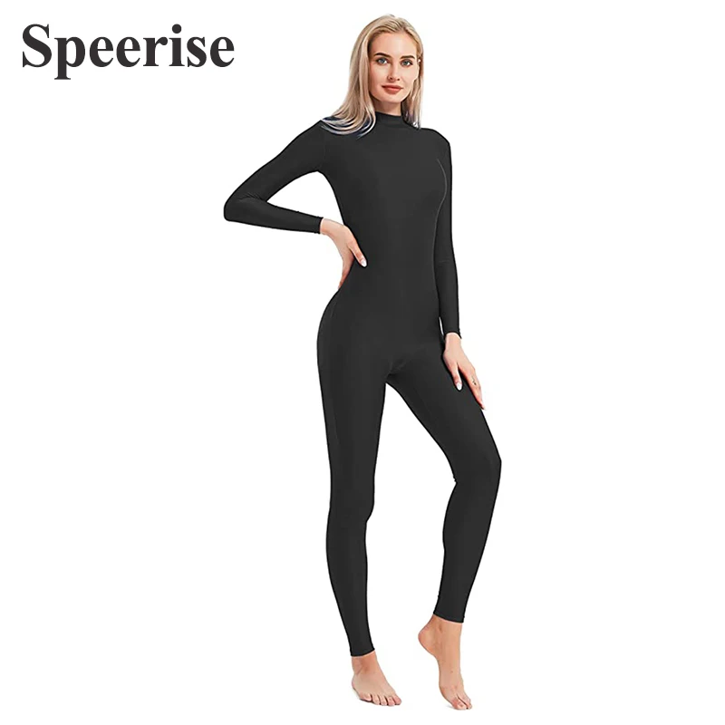 

Black Spandex Zentai Full Body Bodysuit Long Sleeve Jumpsuit Adults Zentai Suit Dance Costume for Women Unitard Lycra Dancewear