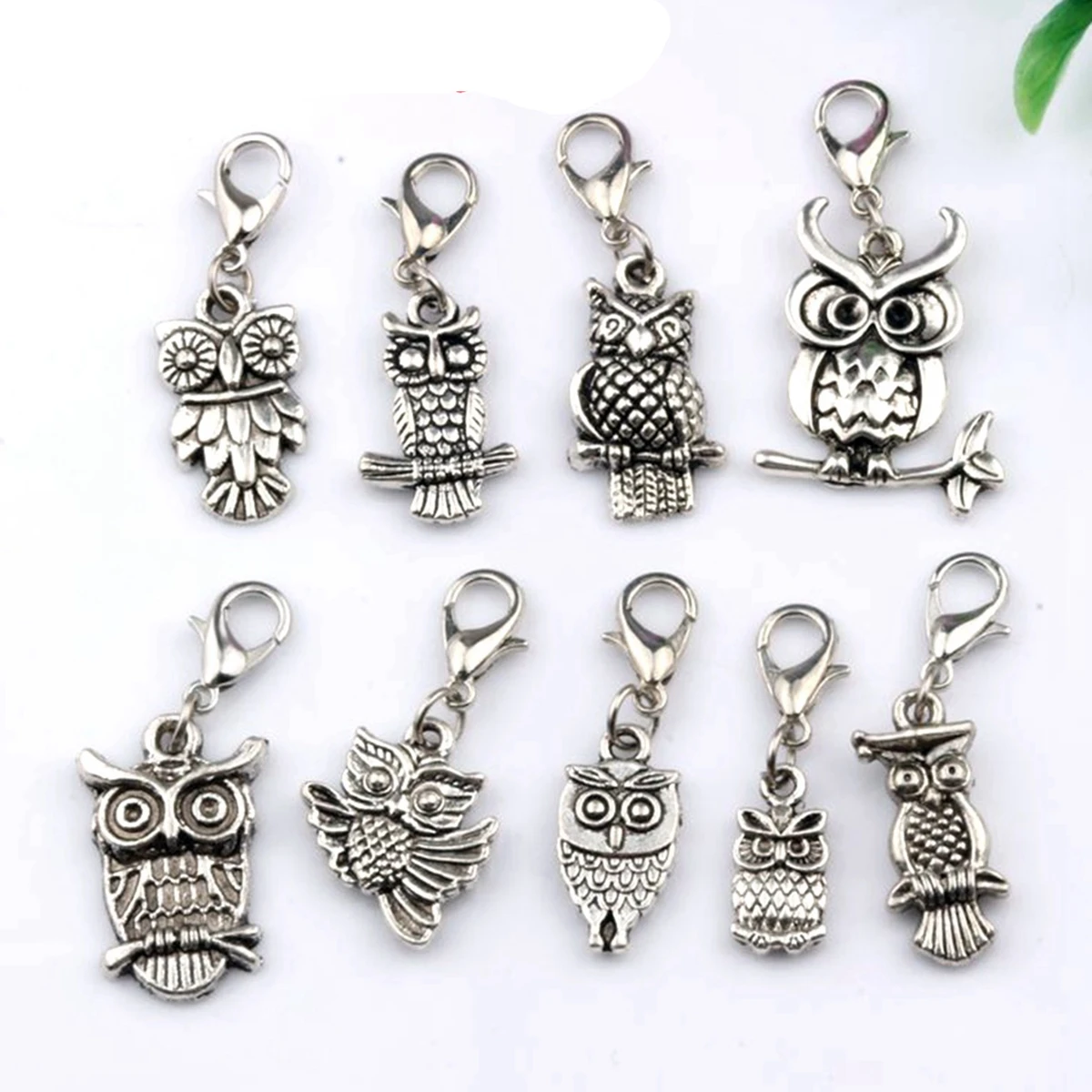

9Pcs Alloy Mix Owl Floating Lobster Clasps Charms Pendants For Jewelry Making DIY Handmade Craft (nm216)