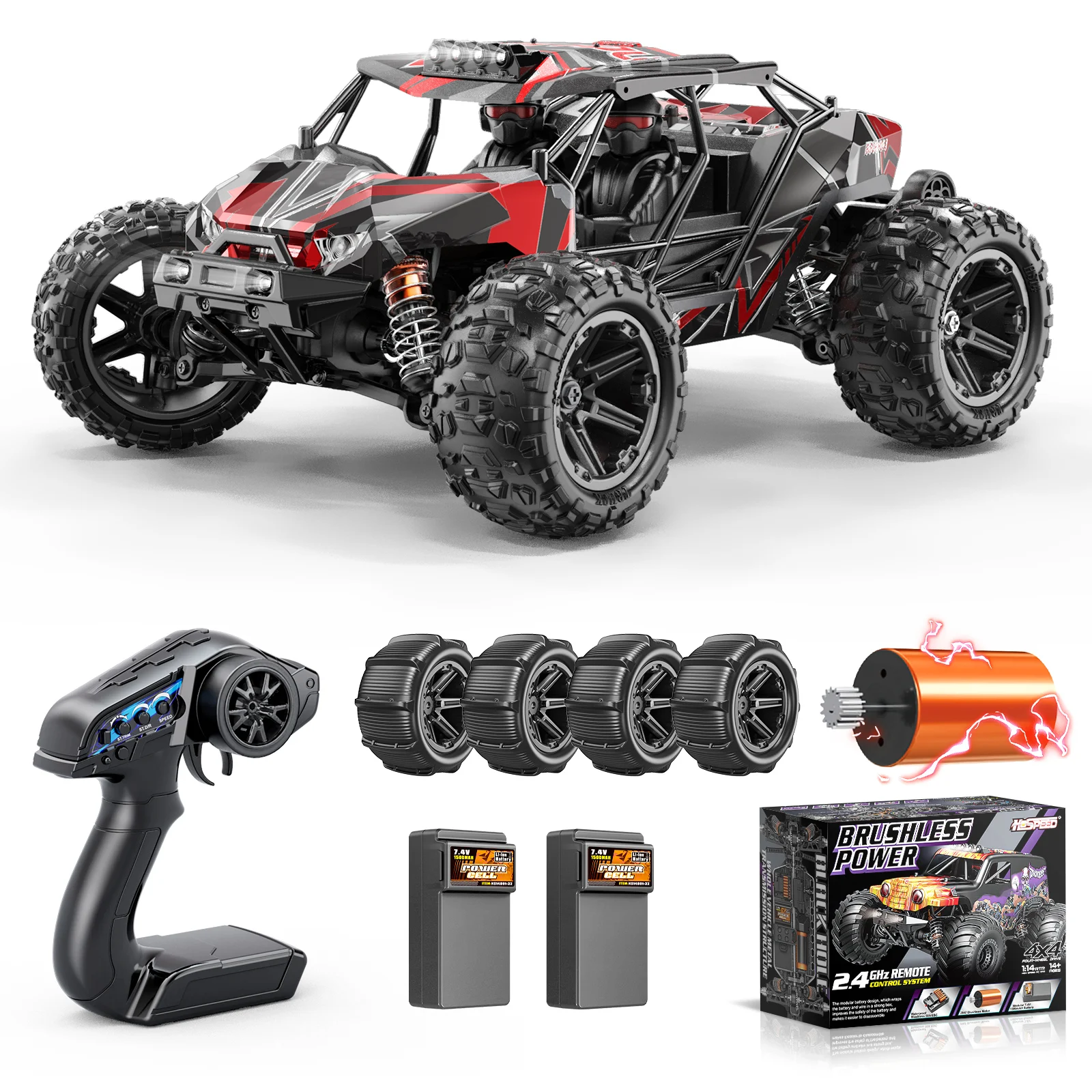 RC Cars for Adults & Boys, 1:14 Brushless Full Roll-Cage