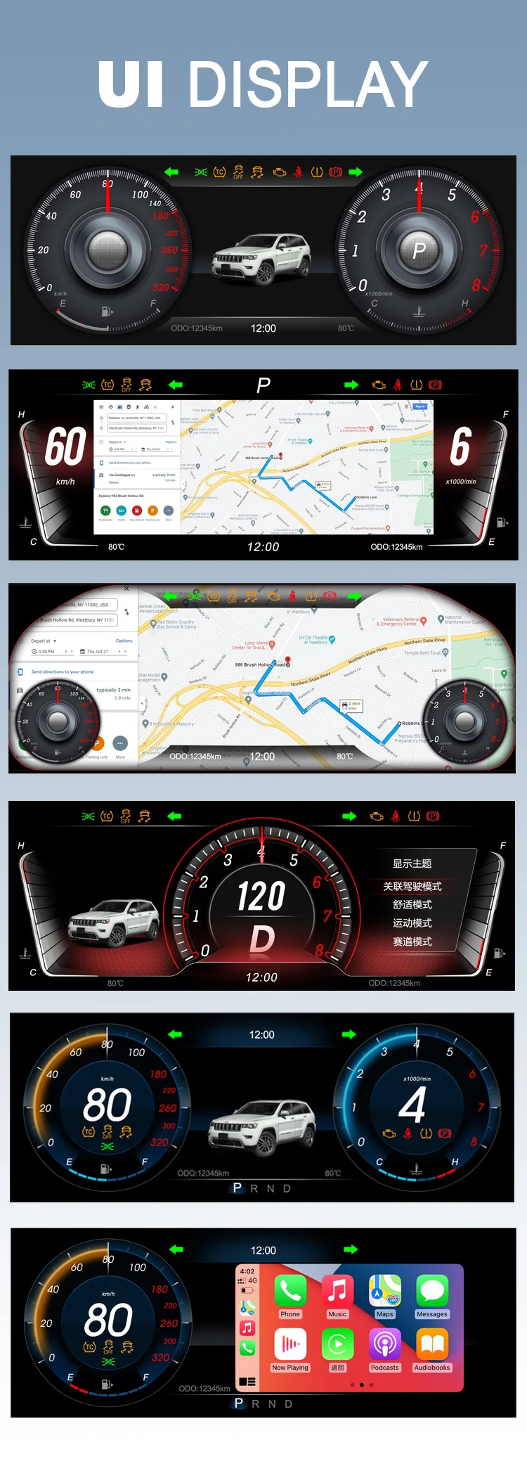 12.3inch Original Digital LCD Dashboard For Jeep Grand Cherokee WK2 2014-2021 Sp