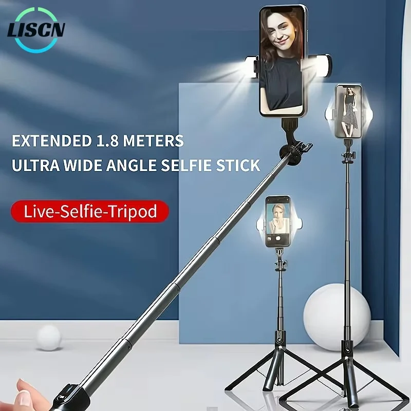 LISCN Bluetooth Selfie Stick 180cm Tripod Phone Holder Remote Travel Vlogging Live Compatible IPhone Android