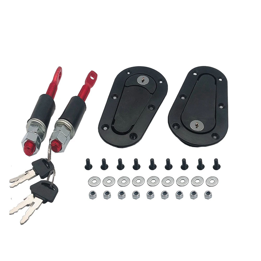 RESO--Universal Racing Car Hood Pin Engine Bonnet Latch Lock Kit Refitting with Keys Hood Lock Black/Carbon images - 6