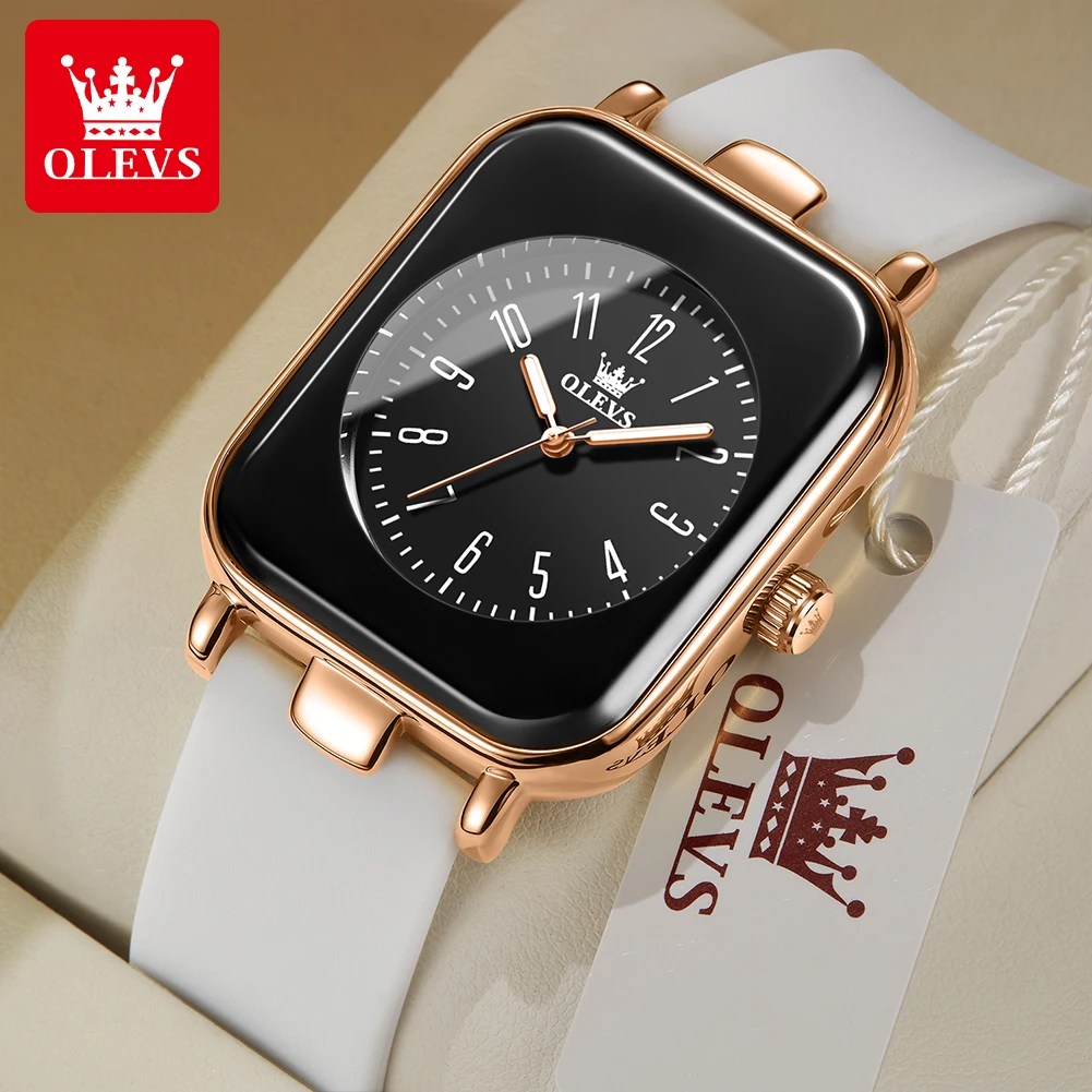 OLEVS Women's Watches Simple Elegant Quartz Wristwatch Original Waterproof Silicone Strap Luminous Hands Trend Fashion Style