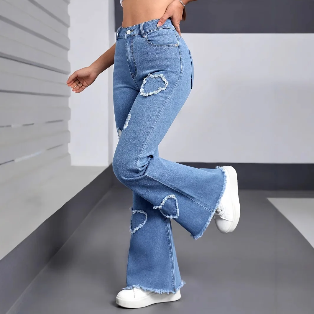 Sexyshine Women's High Waisted Bell Bottom Jeans - Retro Ripped Flare Denim Pants - View #5