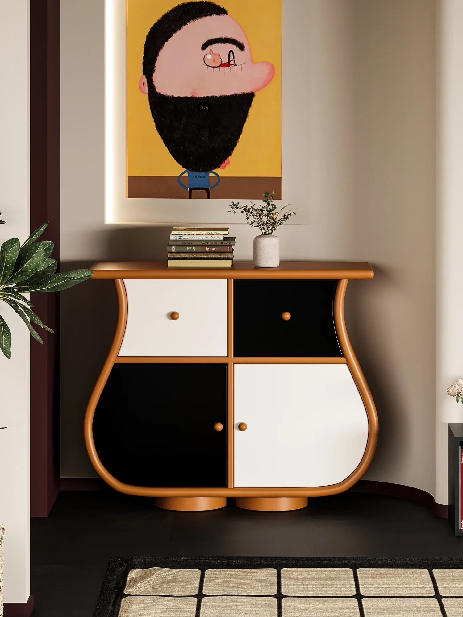 

American Retro Entrance Light Luxury Curio Cabinet European Style Chest of Drawers Corridor Cabinet Storage Cabinet