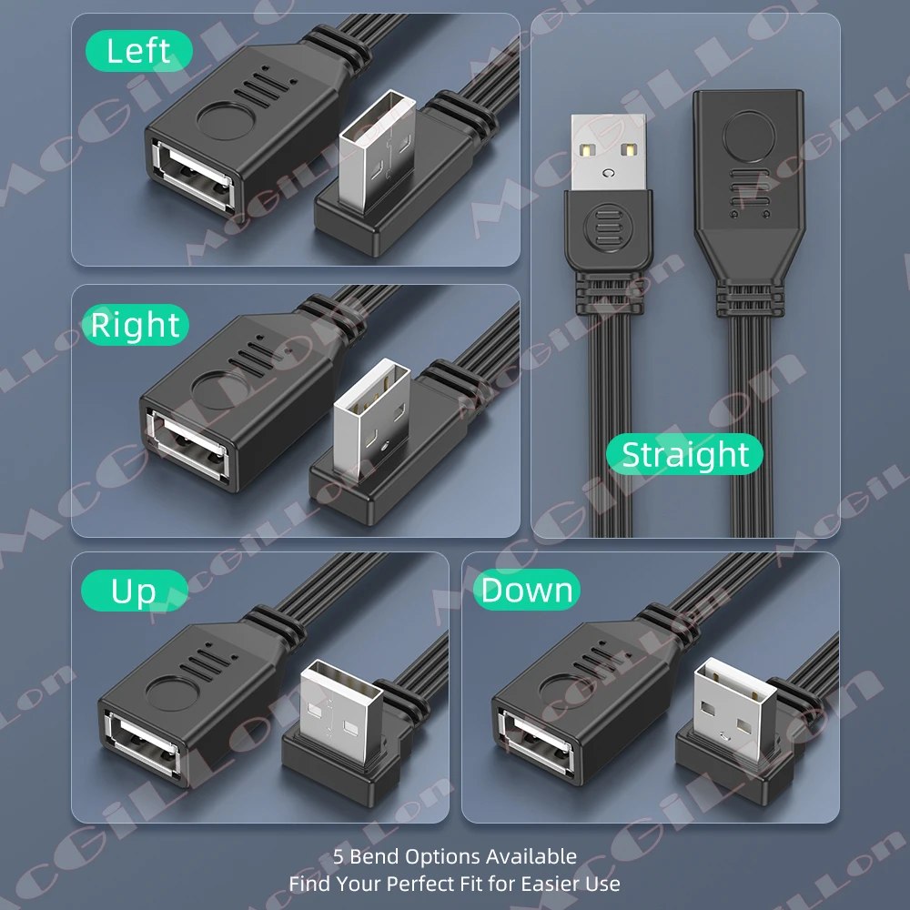 5CM 10CM 15CM 30CM 90도 상하좌우 각도 USB A 타입 수-암 연장 케이블 (컴퓨터, 태블릿용)