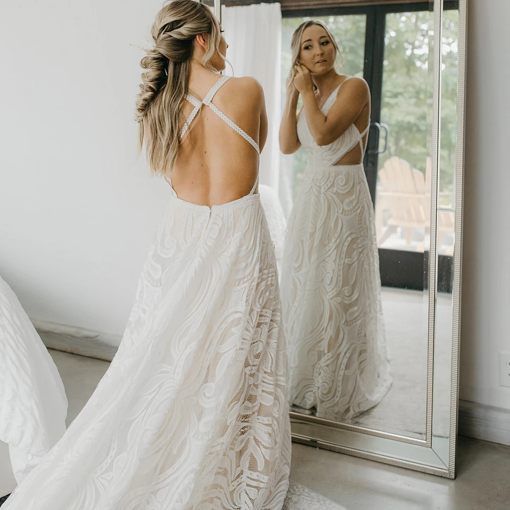 

Свадебное платье с V-образным вырезом и открытой спиной, с открытой спиной