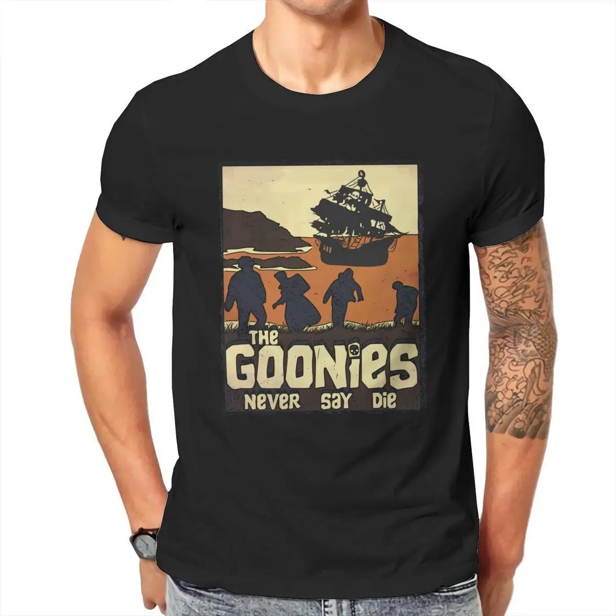 

The Goonies Movie Poster T Shirt Men's 100% Cotton Fun T-Shirt Round Neck Tee Shirt Short Sleeve Tops Gift Idea