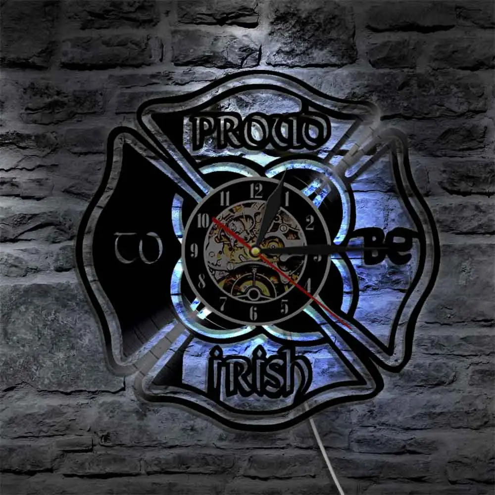Proud To Be Irish Wall Art St. Patricks Day Home Decor Irish Clover Leaf Home Decor Orologio Da Record In Vinile Orologio Da Regalo Irish Pride