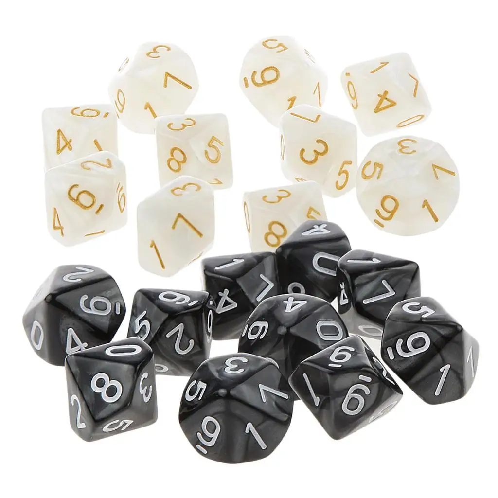 20x 22mm Ten Sided Dice D10 for Playing Roleplay