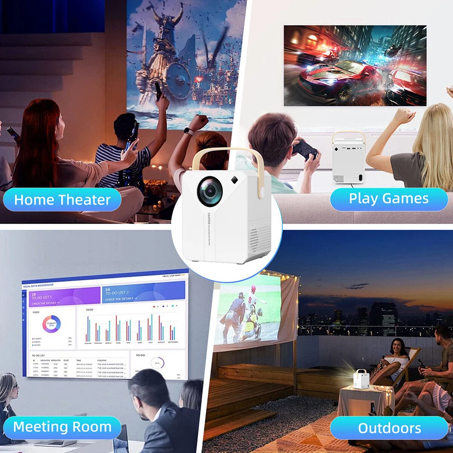 4K Home Ultra HD 5G Projector Built in Android System Built in Sound System Supports Office and Entertainment
