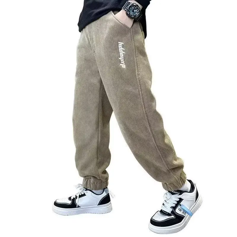 Boys Pants Autumn Winter Children Plush Thickened Casual Pants Bathroom All In One Velvet