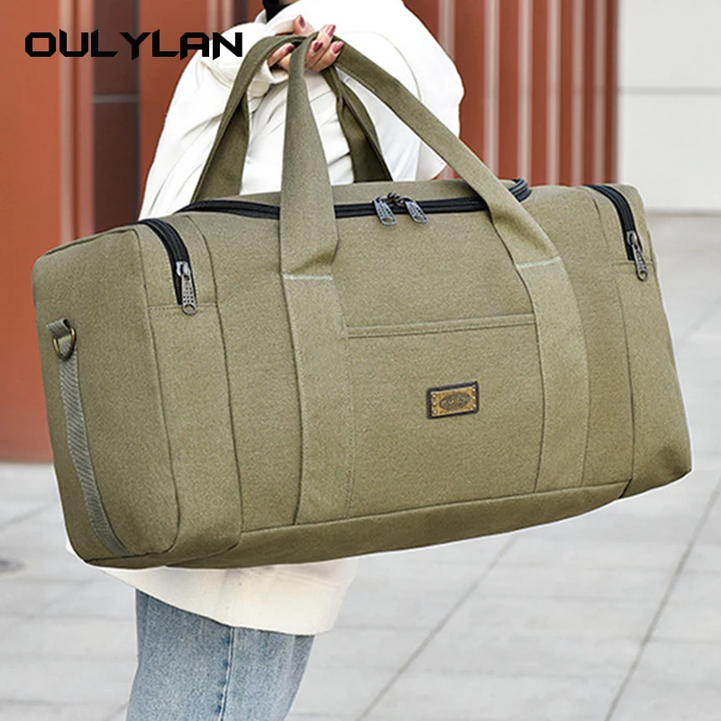 

Two Size Canvas Luggage Bag Man Women Large Capacity Backpacks Outdoor Travel Bag Handbag Unisex Thickening Consignment Bag