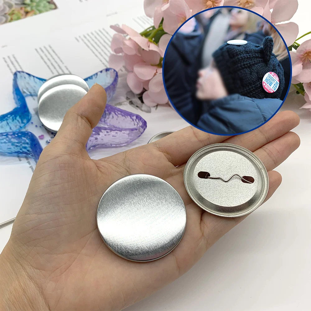Button Making Supplies DIY Blank Button Pin Badge Kit Round Metal With Shells Back Covers 100pcs