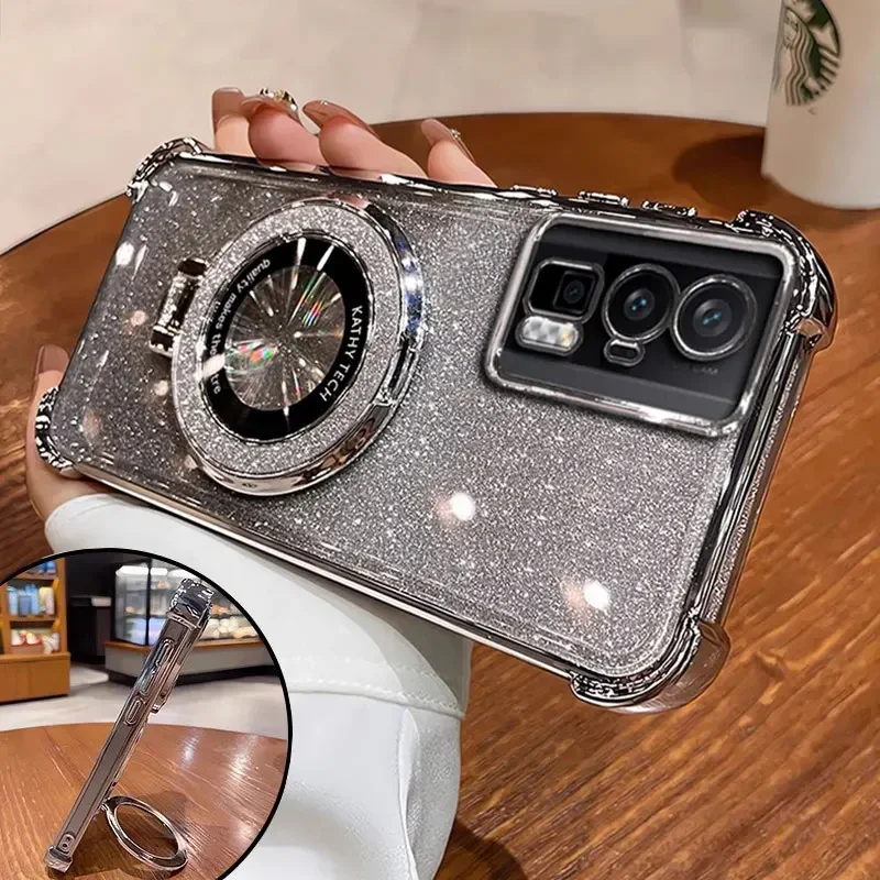 Luxury Magnetic Stand Case with Shiny Glitter and Shockproof Cover