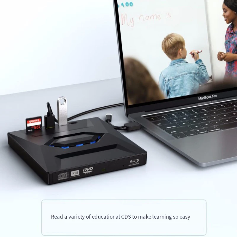 External Blu ray Drive, Portable Blu-ray Drive USB 3.0 and Type-C BD Player ,Read DVD 3D Multi functional plug-in BD-ROM