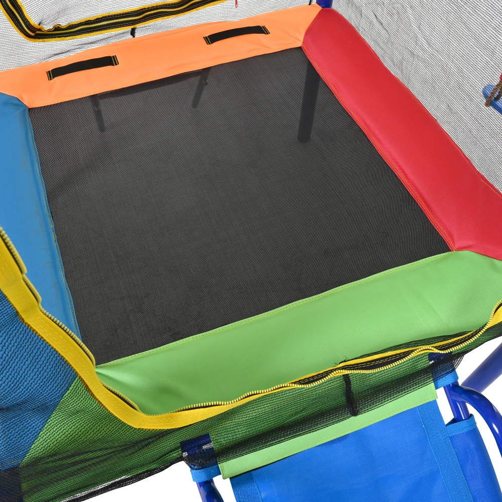Multifunktionaler Kinder-Spielturm für Draußen mit Schaukel, Rutsche & Trampolin, Sicherheitsnetz & Basketballkorb für Garten-Spaß – Detail 9