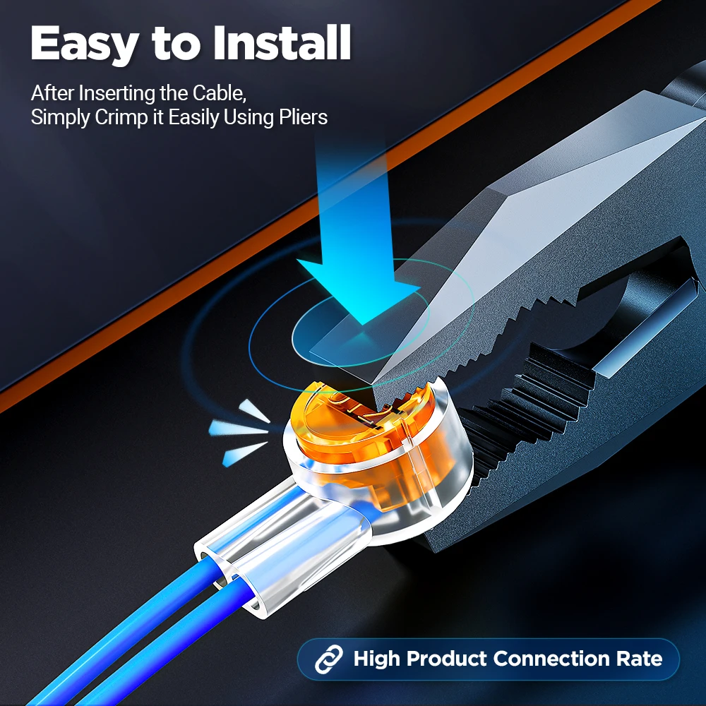AMPCOM 50/100PCS Rj45 Connector Crimp Connection Terminals K2 Connector Waterproof Connectors K2 Network Cable Terminals network cable terminals