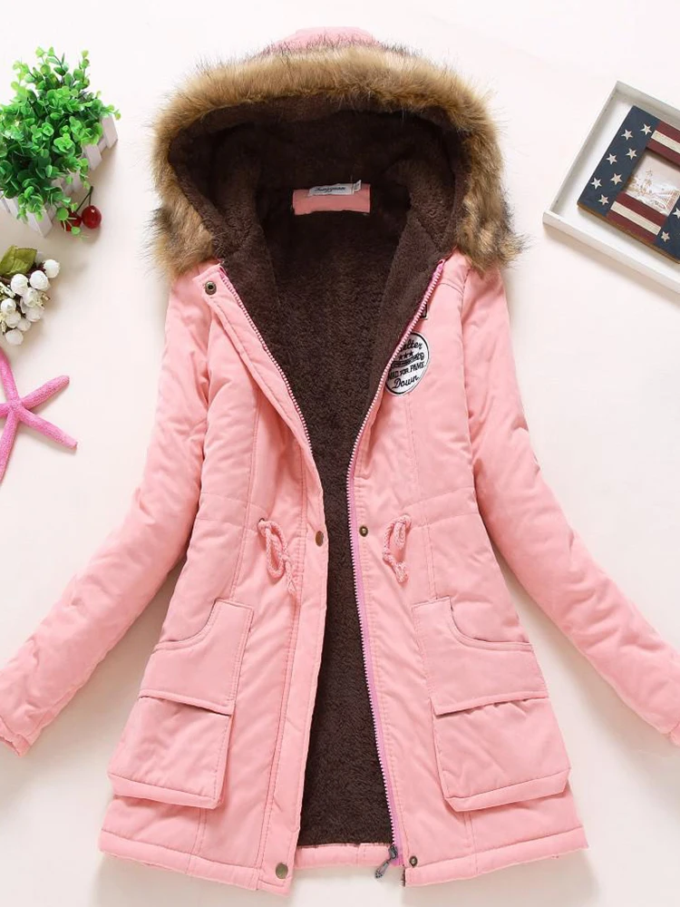 2022 Hooded Parkas Jacket Padded Casual Slim Coat Emboridery Wadded Warm Overcoat New Autumn Winter Women Cotton Elegant Outwear