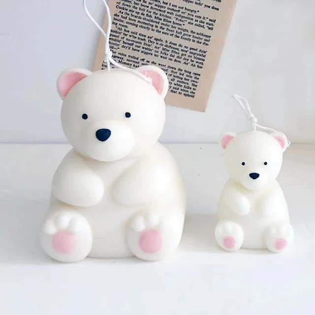 Mini Size 3D Polar Bear Candle Mold Bear Silicone Candle Mold Cake  Decoration DIY Handmade Fondant