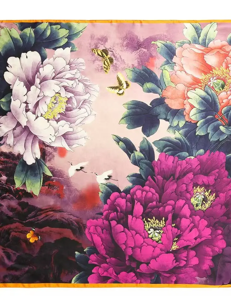Large Square Scarf 110 * 110cm Brocade Spring And Autumn Korean Version Satin Square Scarf Female Silk scarf accessories knitting scarf