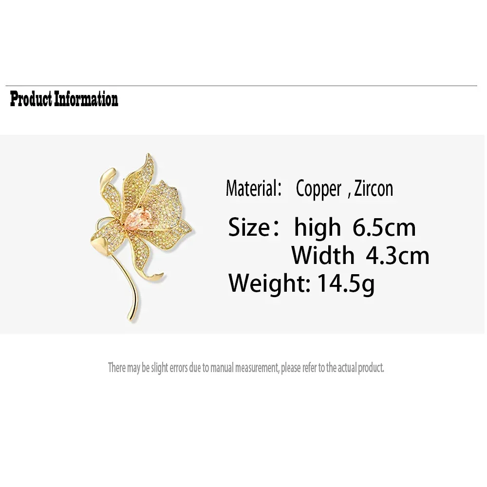 Light Luxury Brooches for Women Full Crystal Lily Brooch Pins Exquisite Flower Jewelry Women's Clothing Decoration Accessories